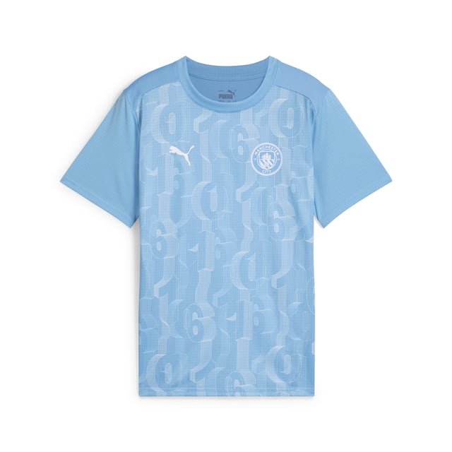 PRODUCT STORY: Train like the champions in this official Manchester City Pre-match Short Sleeve jersey. With a regular-fit, crew neck and our sweat-wicking dryCELL tech, it's tailored for optimal pre-match focus. It features Manchester City details, so you can represent the team with pride. FEATURES & BENEFITS: dryCELL: Performance technology designed to wick moisture from the body and keep you free of sweat during exercise; Made with 100% recycled material excluding trims & decorations. DETAILS: Regular fit; 145 gsm, Jersey; Crew neck; Short sleeves; Official team branding; PUMA Youth: Recommended for older kids between 8 and 16 years.