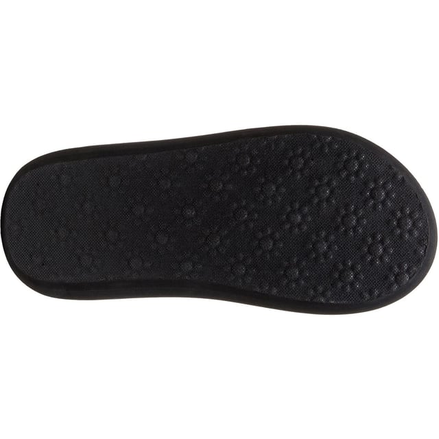 Sandalias Rocket Dog Sandy Atoll negras para mujer, confeccionadas con tela y suela de goma. Presentan: suela gruesa, logo Rocket Dog y parte superior de tejido texturizado.