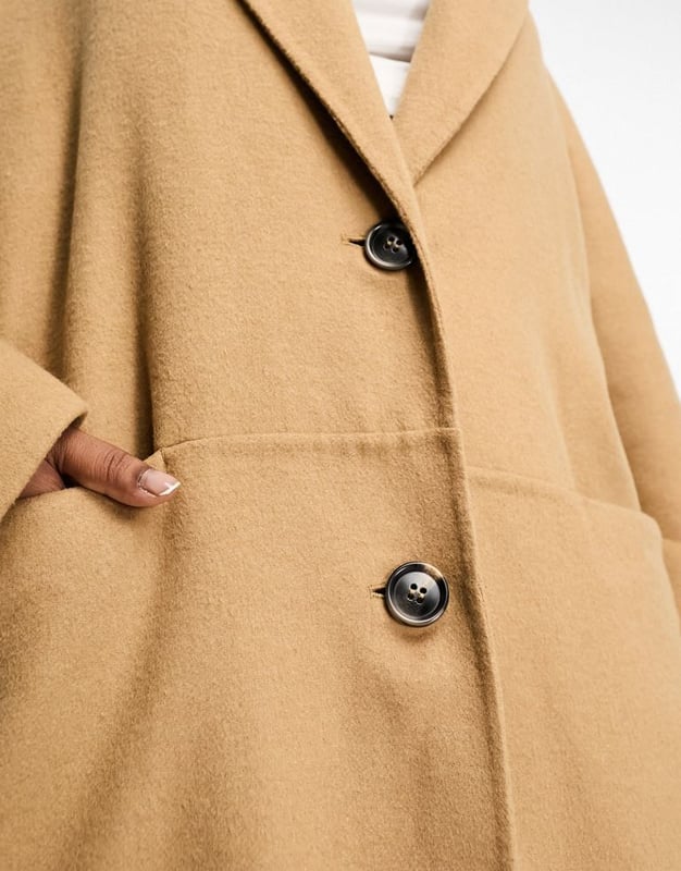 Asos Edition Asos Mens Camel Coat ASOS EDITION Curve Wool Mix