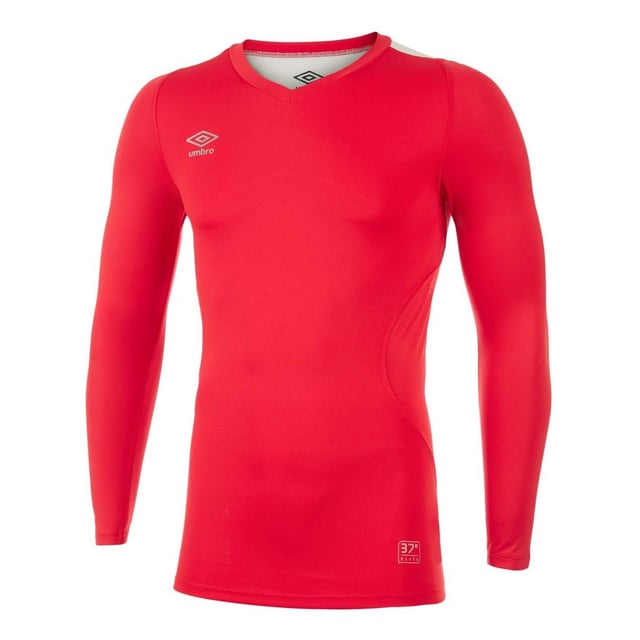 Material: Elastane, Polyester. Fabric: Single Jersey, Stretch. Design: Stacked Logo. Sleeve-Type: Long-Sleeved. Neckline: V Neck. Ergonomic Seams, Flat Locked Seams, Mesh Back Panel, Reflective, Ventilated.