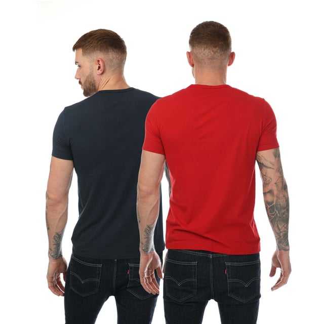 Men's Emporio Armani 2 Pack Underwear Logo T- Shirt in Multicolour.- V- neck.- Short sleeves.- Stretch cotton fabric.- Contrasting Emporio Armani signature logo on the chest.- 95% Cotton  5% Elastane.- Ref: 1118494R717R.