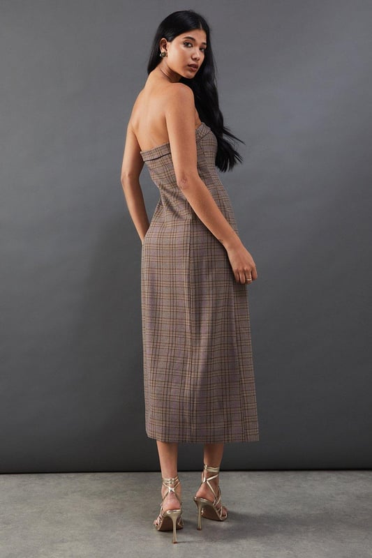 Premium white embroidered pearl trim bandeau midi dress store