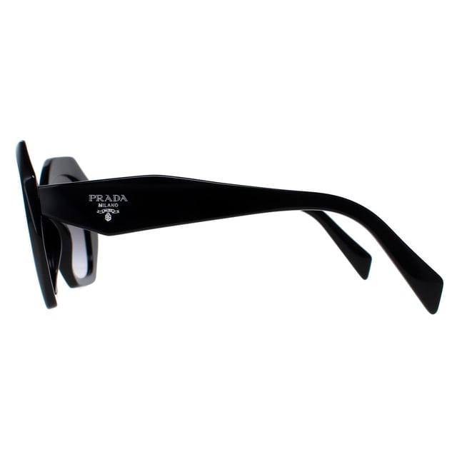 Prada Round Womens Black Grey Gradient PR16WS  Sunglasses are a glamorous design made of high-quality acetate material that ensures durability and comfort. The temples are adorned with the iconic Prada logo, adding a touch of sophistication. These sunglasses are perfect for any occasion, whether it's a day out in the sun or a night out on the town..