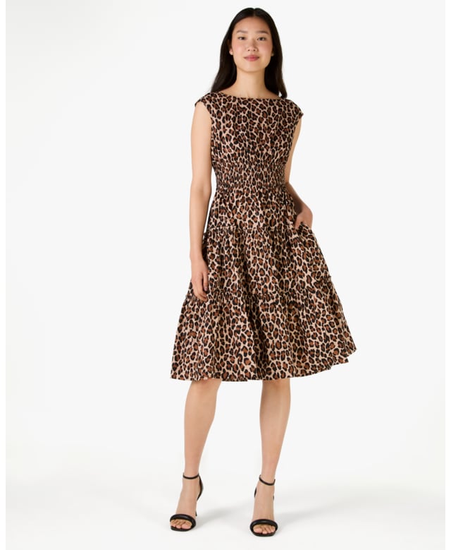 Spotted Leopard Blaire Midi Dress,  Length: 110.00 Cm
