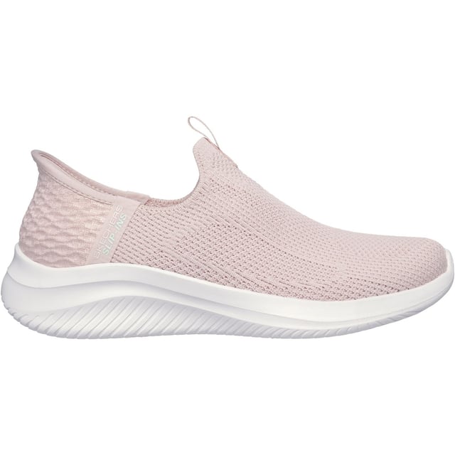 Skechers Ultra Flex 3.0 Easy Win Textile Women's Rose Trainers Step into effortless comfort with Skechers Hands Free Slip-ins: Ultra Flex 3.0. Designed with an exclusive Heel Pillow. This style features a Stretch Fit engineered knit upper, plus a cushioned Skechers Air-Cooled Memory Foam insole.