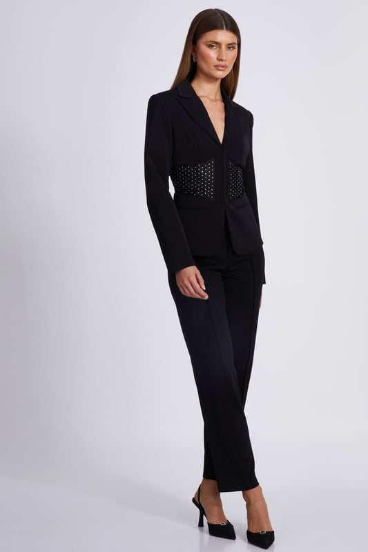 - Tailored design - Diamante embellished - Corset detail - Fitted style - Model height: 5'8" - Model wears uk 8 / us 4 / eur 36 - Always check the care wash label - Cool hand wash with mild detergent