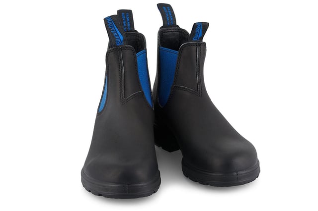 A staple of Blundstone design, these classic Blundstone 515 boots offer all the features and comforts that are synonymous with the Blundstone brand, now in new colourways so you can find your perfect pair of Chelsea boots. The iconic Blundstone 515 boots are built to last, combining legendary comfort with outstanding durability in a timeless design. Crafted from premium black leather, with a contrasting rich blue elastic panel for a splash of colour, these authentic leather Chelsea boots boast style and effortlessly complement any outfit. However, these leather boots remain Blundstone boots at heart, excelling in comfort and practicality with Blundstone's famous comfort technology at the core of these boots. Lightweight with removable footbeds, these are the perfect boots for all-day comfort. Wherever life takes you, make sure you look your best with these Blundstone 515 leather Chelsea boots.  Premium black water-resistant leather uppers Vibrant blue elasticated sides and iconic pull tags for easy slip-on Highly durable TPU outsole ensures outstanding durability Blundstone SPS Max Comfort system for superb comfort Lightweight and comfortable Removable footbed