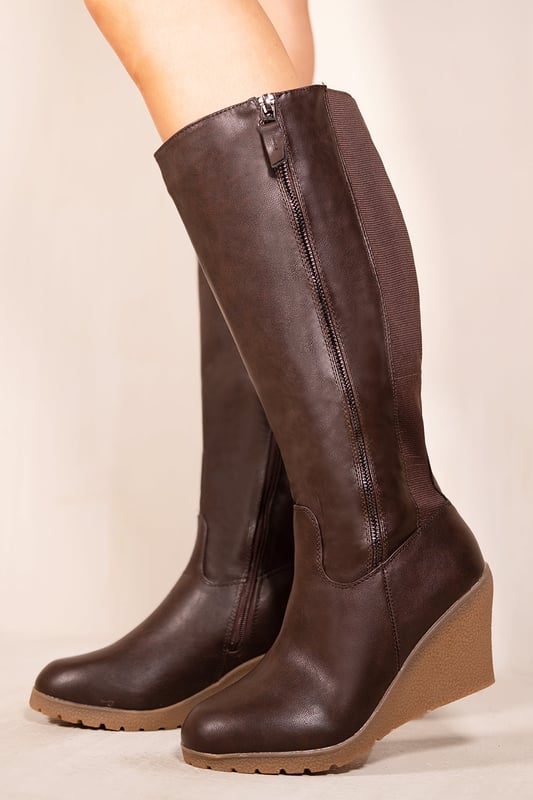Womens mid calf shop wedge boots