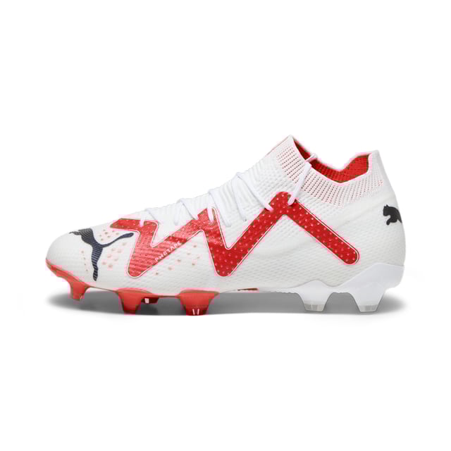 PRODUCT STORY : Calling all playmakers. Inspired by Neymar Jr’s style of play, the new FUTURE ULTIMATE is here so you can Drive Them Crazy. It has a FUZIONFIT360 upper with PWRTAPE support that locks you in for quick cuts and changes of pace. Dynamic Motion System provides more support at the heel, more flexibility at the forefoot, and more traction in every direction. The upper is textured with different levels of grip for dribbling, passing, and finishing, so you can make every play count. FEATURES & BENEFITS : The upper of this shoe is made with at least 20% recycled materials as a step toward a better future. DETAILS : FUZIONFIT360 upper combines engineered dual mesh, stretchy knit and supplemental PWRTAPE support Engineered 3D textures at key contact zones are optimized to enhance ball grip and control for dribbling, passing and finishing Super-lightweight Peba base material guarantees excellent wearing comfort Micro-perforated heel padding keeps the heel locked in and comfortable Lightweight removable sockliner with NanoGrip technology keeps the foot from slipping inside the boot Lightweight Dynamic Motion System outsole enhances traction and agility for unpredictable changes of pace and direction. Suitable for use on both firm natural surfaces and artificial grass (4G) FG/AG: Firm Ground/Artificial Ground Fits regular to wide feet Mid-cut boot.