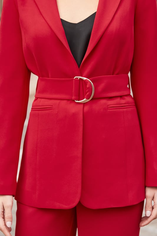 Buckle belted blazer shop