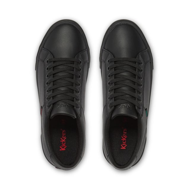 Kickers Kody Low Profile Trainers Junior - Perfect for school, these low profile trainers have been crafted with a durable construction to the upper boasting a staple black colurway with tone-on-tone stitching for a clean finish. Set upon a black rubber sole, this pair offer a tonal full lace fastening to the upper for a secure fit and are complete with the Kickers logo tag adorned to the lateral sides and heel counter.