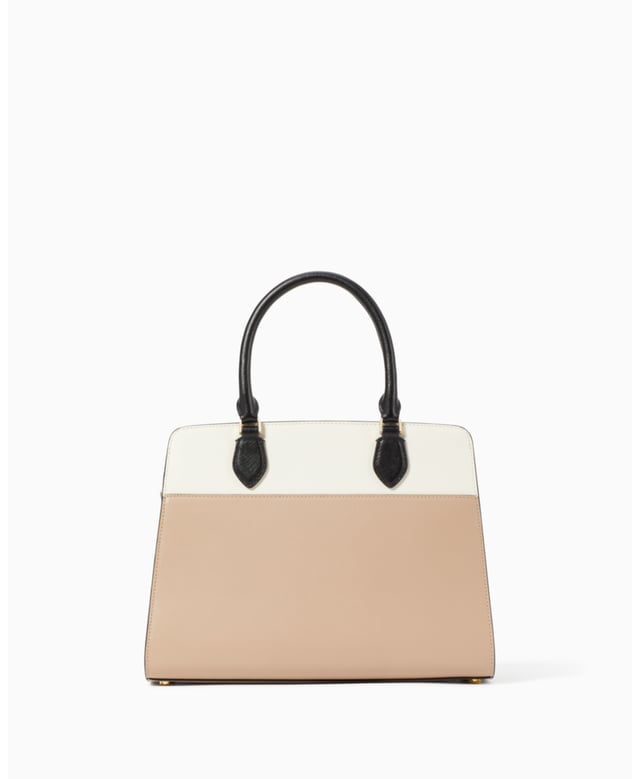 Madison Colorblock Saffiano Leather Medium Satchel, Back Zip And Front Slip Pocket, Front Slip Pocket,  Length: 14.00 Cm,  Width: 23.00 Cm,  Height: 30.00 Cm