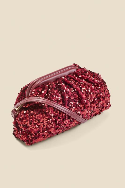 Red sequin clutch on sale