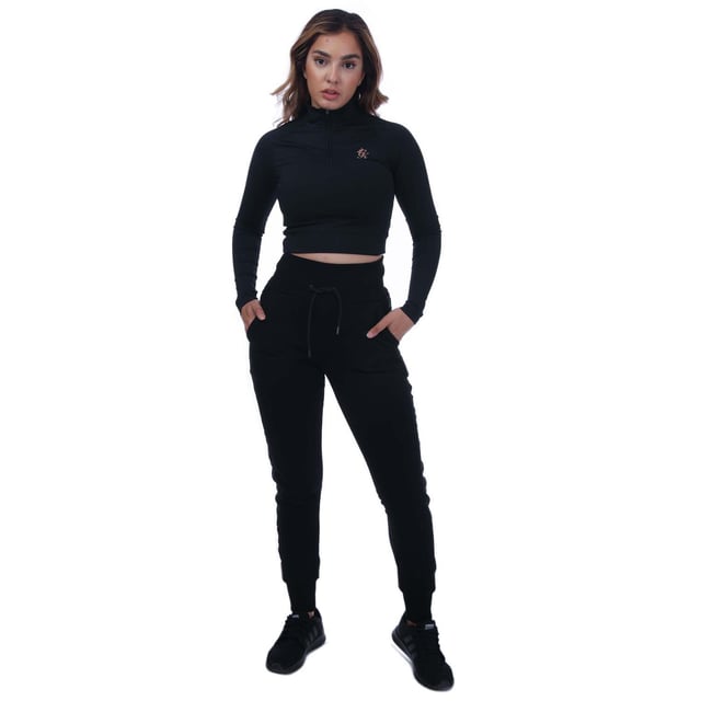 Womens Gym King 1-4 Zip Funnel Neck Sweatshirt in black - gold.- Funnel neckline.- Long sleeves.- 1-4 zip fastening.- Reflective branding.- Slim fit.- 78% Polyamide  22% Elastane.- Ref: WTTA25Y5