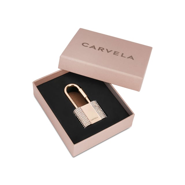 The Padlock Keyring can be hung around any bag handle. There are crystal embellishments. Dimensions: 7.5cm (H), 3cm (W).