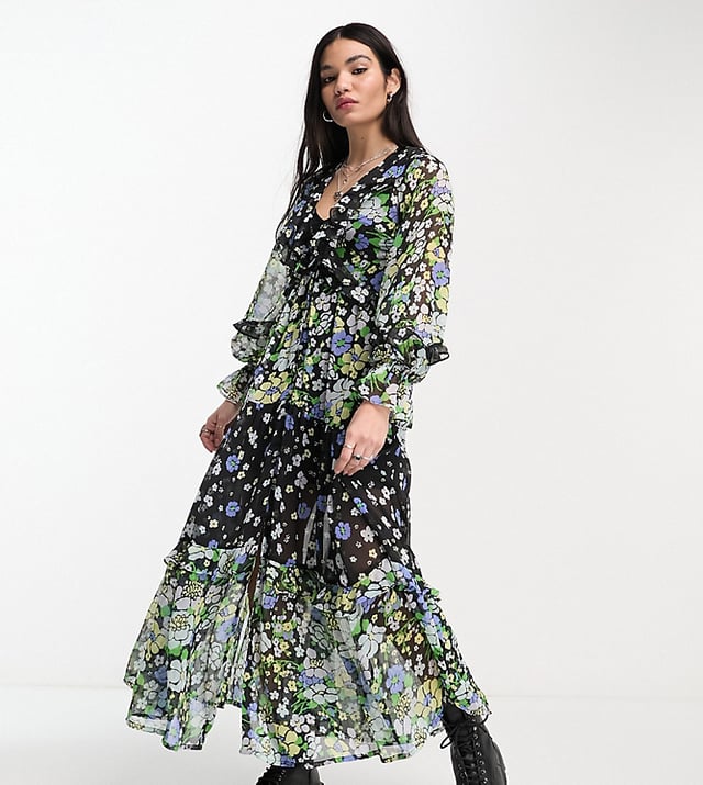 Women Summer Vintage Floral Spliced Ramie Dress 3 main image 0