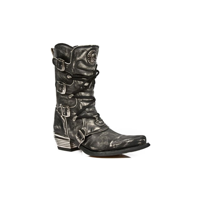 New Rock Men s Grey Dallas Leather Boots M.7993 S3