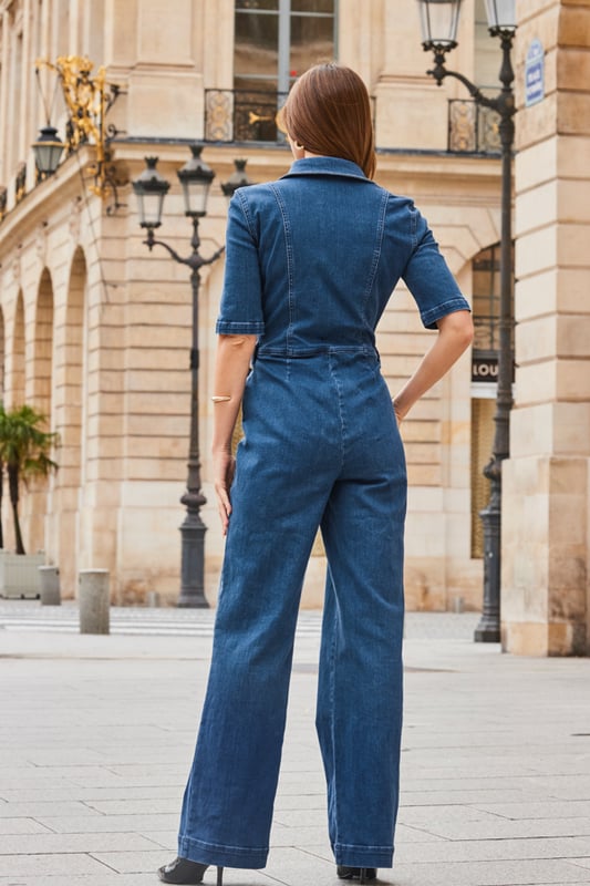 Body confidence guaranteedSoft, stretchy and sculpting denimOh-so-sexy zip necklineBuckle details make your waist look amazingElongating wide leg styleThink strappy heels, platforms or pointed ankle bootsInside leg to fit: Short 29" | Regular 31" | Long 33"