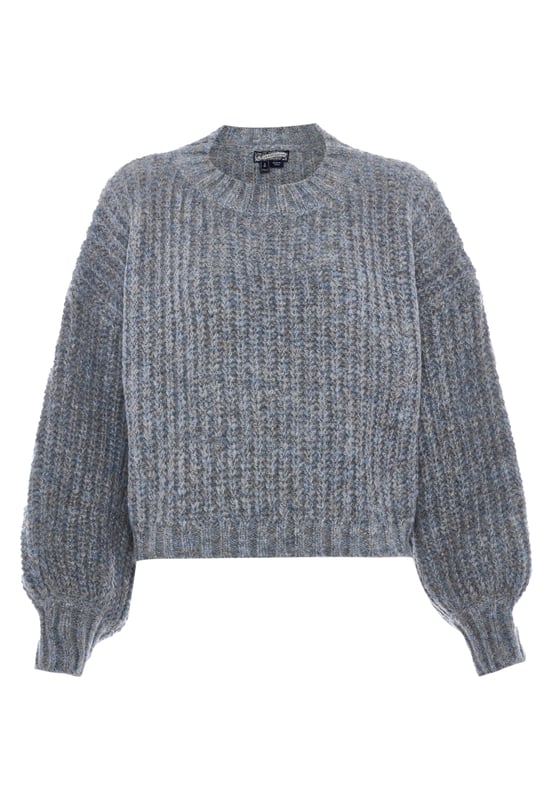 Dreimaster Grobstrick-Pullover Damen grau melange