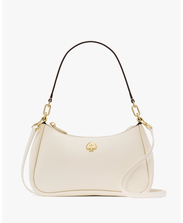 We Think A Shoulder Bag Should Be Two Things: Chic And Functional. This Pretty One Holds All Of Your Essentials--Wallet, Keys And Phone--And Has A Pocket To Stash Snacks (Be It Gummy Bears Or Almonds). Because Those Are Essential, Too., Kayla Pebbled Leather Convertible Shoulder Bag, Metal Spade, Back Zip Pocket,  Length: 8.00 Cm,  Width: 26.40 Cm,  Height: 16.00 Cm