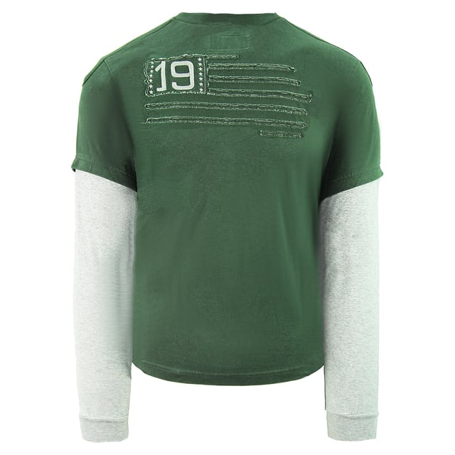 Champion USA Athletic Logo Long Sleeve Crew Neck Green Mens Top 206678 1692