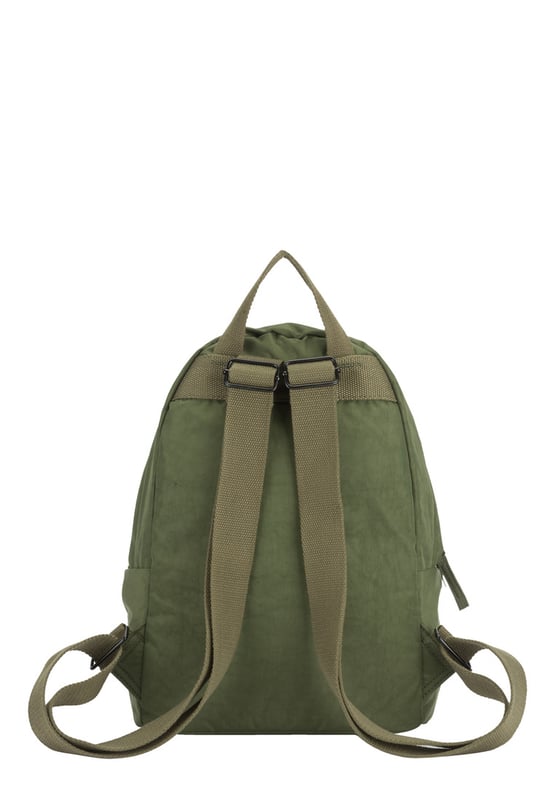 A medium-sized backpack made in crushed nylon fabric. This practical everyday backpack has plenty of space and multiple pockets for you to organise your essentials. Its lightweight and stylish design will complement any outfit. Ideal for heading to school, daily commuting or a weekend away. Features: , Artsac rubberised patch logo, Twin strap backpack, Adjustable shoulder straps, Zip top opening, External front zip pocket, Internal zip and slip pockets, Splash proof nylon fabric Style Ref: 50294 KHAKI