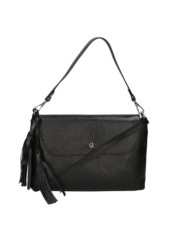 Clutch de un compartimento para mujer. Equipado con asa y bandolera extraíble. Producto artesanal italiano en genuina piel dolar laminada. Hecho en Italia.