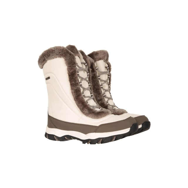 Upper: Synthetic, Textile. Lining: Isotherm, Textile, Thinsulate. Insole: Synthetic. Outsole: Rubber, Synthetic. Fabric Technology: Durable, DWR Finish, Flexible, Isotherm, Lightweight, Snowproof, Thermal Tested -20c, Water Repellent, Water Resistant, Waterproof. Flat. Cut: Mid Cut. Trim: Faux Fur. Design: Plain. Toe Style: Round. Fastening: Lace Up, Slip-In.