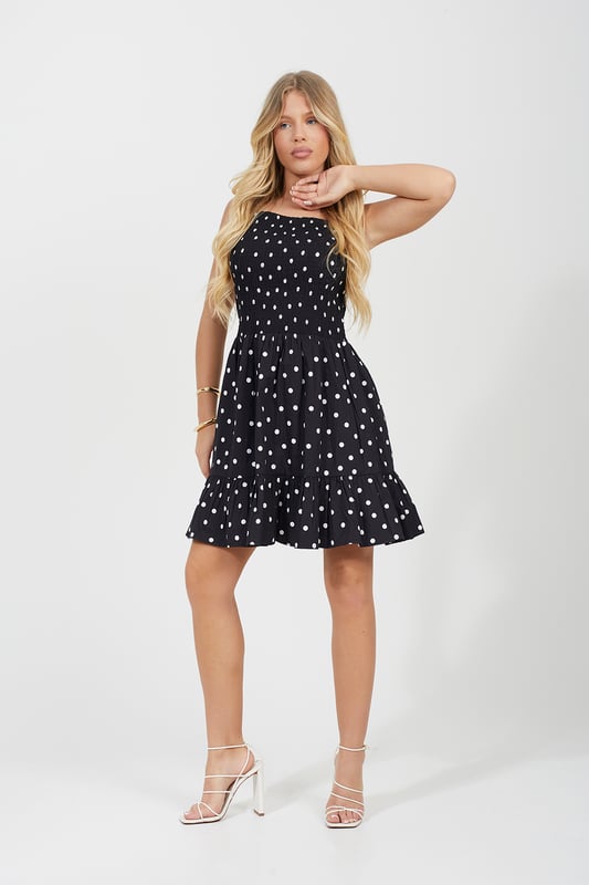 Black 'Nina' Fit & Flare Knee-Length Dress