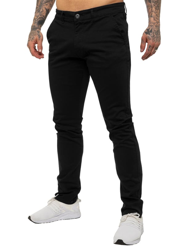Enzo Mens Designer Skinny Stretch Chinos. Coupe slim stretch. 2 poches avant, 2 poches arrière. Braguette zippée