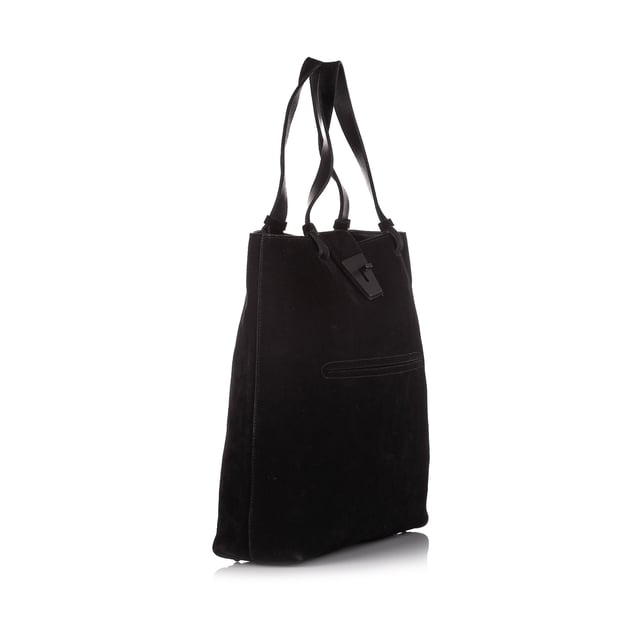 VINTAGE. RRP AS NEW. This tote bag features a velvet body, an exterior front slip pocket, flat leather handles, a top strap with twist lock closure, and an interior slip pocket.Exterior back is discolored and stained. Exterior bottom is discolored and stained. Exterior corners is discolored and peeling. Exterior front is discolored and stained. Exterior handle is out of shape.

Dimensions:
Length 36cm
Width 35cm
Depth 10cm
Hand Drop 19cm

Original Accessories: This item has no other original accessories.

Serial Number: 101303 204991
Color: Black
Material: Fabric x Velvet x Leather x Calf
Country of Origin: Italy
Boutique Reference: SSU165311K1342


Product Rating: GoodCondition

Certificate of Authenticity is available upon request with no extra fee required. Please contact our customer service team.