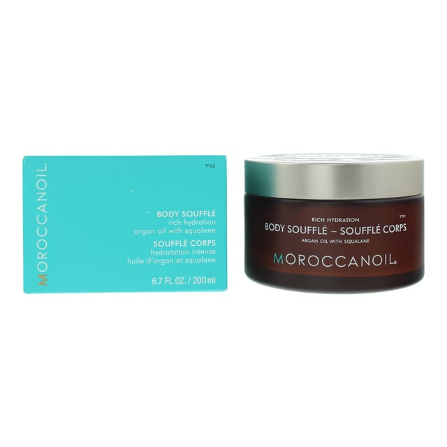 The Moroccanoil Body Soufflé is a luxuriously whipped, lightweight moisturizer that deeply hydrates and nourishes the skin. Infused with antioxidant-rich argan oil and soothing aloe vera, this body soufflé melts into the skin, leaving it soft, smooth, and delicately fragranced with Moroccanoil's signature scent. Perfect for daily use, it provides long-lasting hydration without feeling heavy, making it ideal for achieving silky, radiant skin.