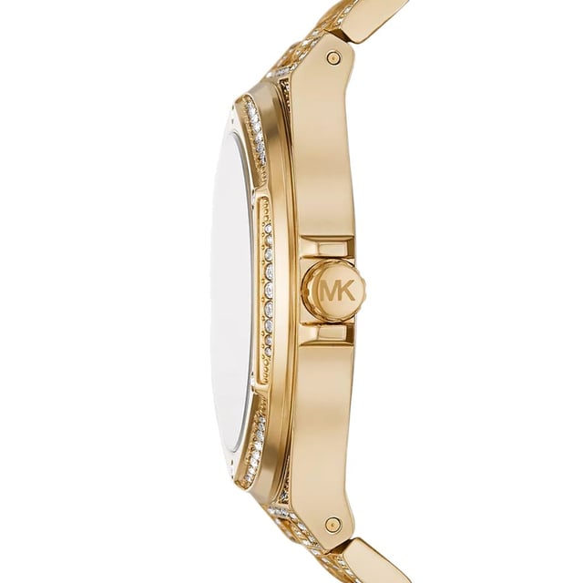 Sku: MK6991Case Size: 41 mmMovement: Quartz Three-HandPlatform: LENNOXStrap Material: Stainless SteelStrap Colour: GoldCase Water Resistance: 5 ATMCase Material: Stainless SteelCase Colour: GoldDial Colour: WhiteStrap Width: 22 mmClosure: 2 Pusher Foldover ClaspStrap Inner Circumference: 190 +/- 5 mmBattery Type: SR626SW