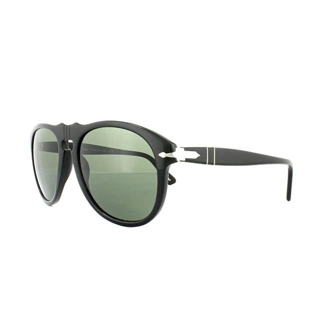 Persol Sunglasses 0649 95/31 Black Green 56mm are technically innovative as well is impressively stylish with the Victorflex system that gives the bridge maximum flexibility with metal inserted into the acetate as seen on the bridge of these awesome Persol shades as well as the classic silver arrow on the temple. Steve McQueen has famously worn these superb Persol 649 sunglasses
