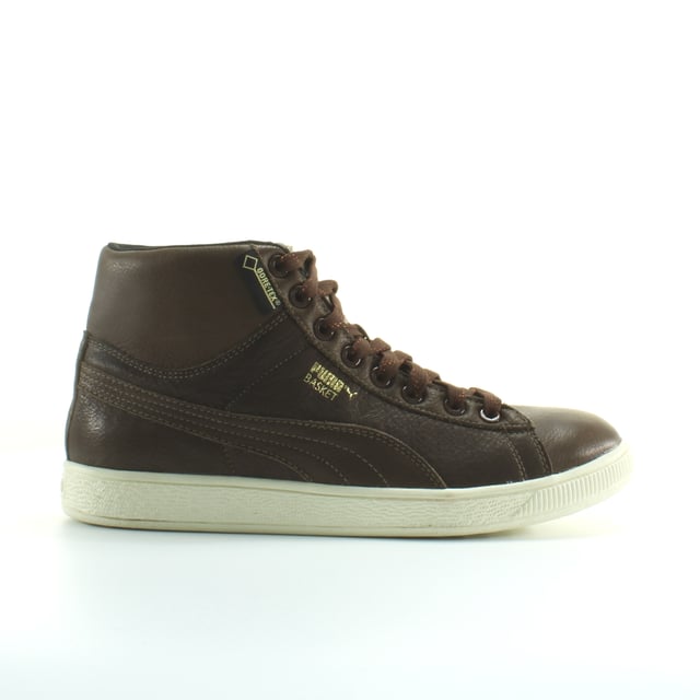 Puma brown outlet leather trainers