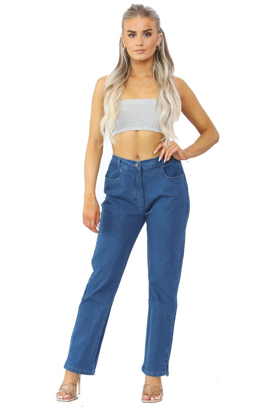 Ladies jeans shop with side elastic