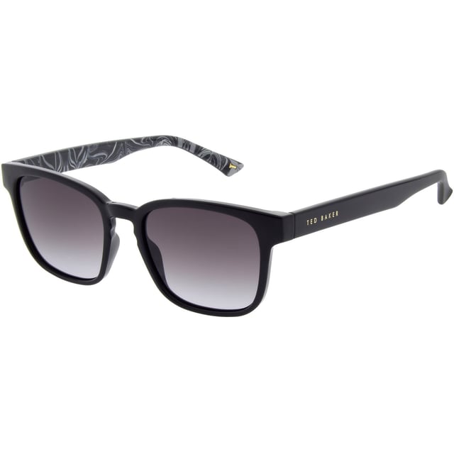 Ted Baker TB1635 001 zwartgrijs gradiënt zonnebril is een perfecte mix van klassiek en eigentijds design. Deze zonnebril heeft een tijdloze vierkante vorm met een volledig omrand montuur gemaakt van hoogwaardig acetaat. Het iconische Ted Baker logo is prominent weergegeven op de slapen, waardoor de bril een vleugje design uitstraling krijgt. De TB1635 zijn perfect voor elke gelegenheid, of je je nu kleedt voor een speciaal evenement of gewoon boodschappen doet op een zonnige dag.