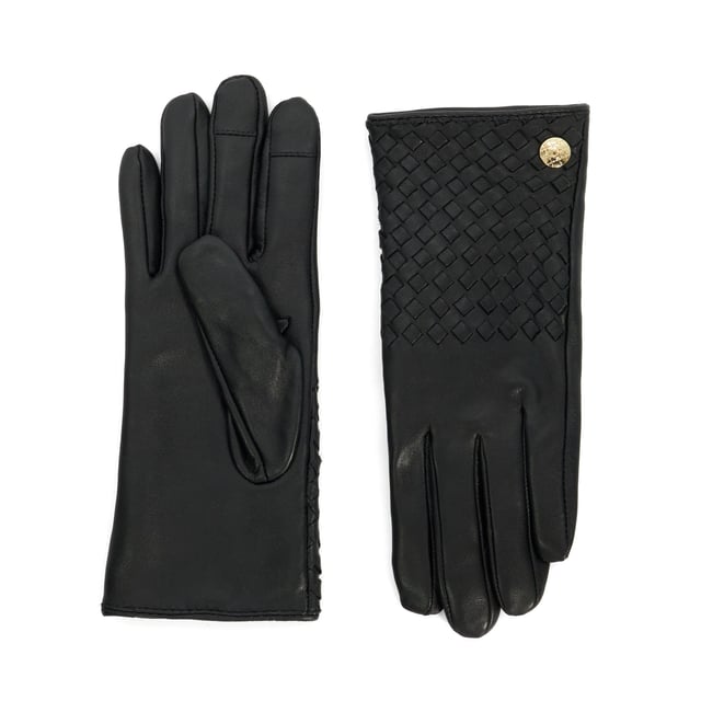 Elevate your winter wardrobe with Idols, exquisite woven leather gloves crafted from premium leather. Designed with stylish woven details and gold Dune London branding at the wrist for a sophisticated touch, these gloves are more than just a practical accessory on chilly days.