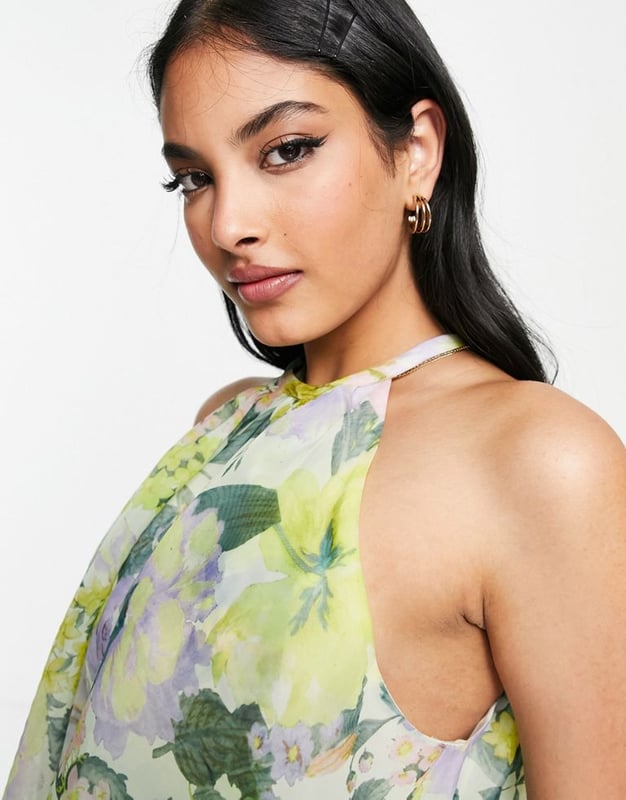 ASOS DESIGN Going Out occasion organza swing top in floral printMulti