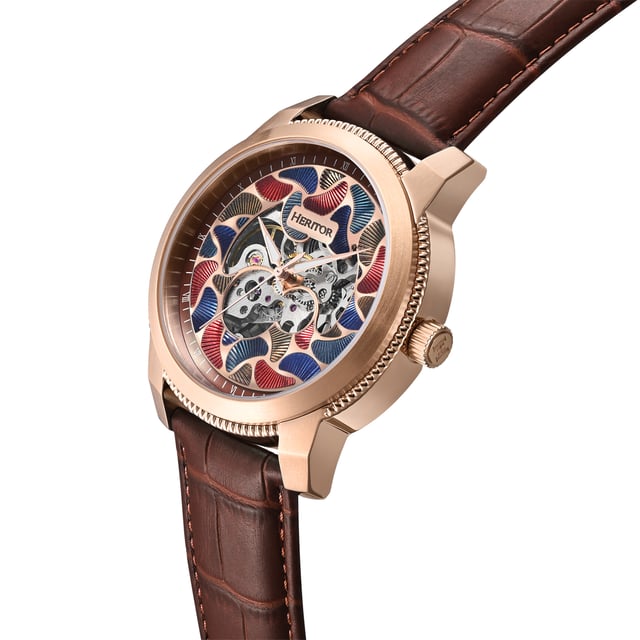 Stainless steel case, case size: 45.00mm, thickness 13.00mm, stainless steel case back with enamel color, Enamel dial, brass luminous hands, stainless steel with etching logo, genuine leather band with s.s buckle, with etching logo, band size:22.00mm to 20.00mm (buckle side), China auto Movement, 5 ATM water resistant.