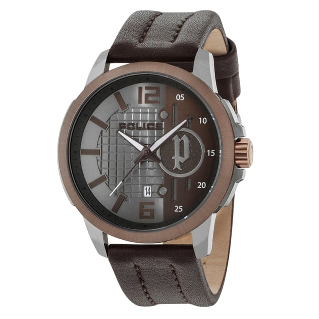POLICE R1451291003 Uhr Mann Quarz• Material: Edelstahl• Glas: Mineral• Armband: Leder• Farbe: Braun• Wasserbeständigkeit: 50 m (5 ATM)• Gehäusegröße: 48 mm