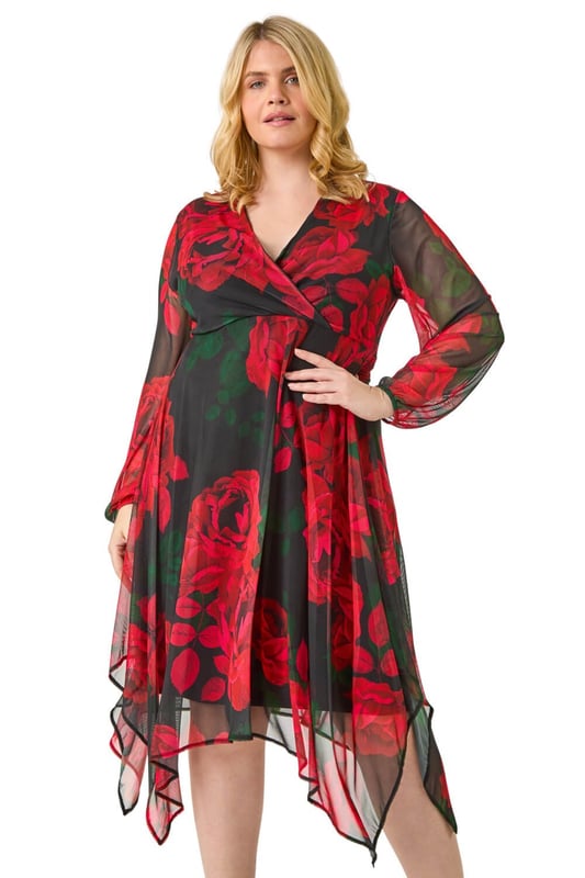 Curve Floral Print Wrap Stretch Midi Dress Curve Floral Print Wrap Stretch Midi Dress