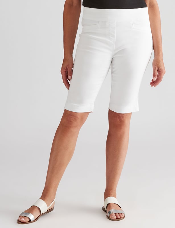 MILLERS Womens White Shorts Cotton Knee Length High Waist