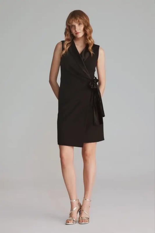 Blazer Dress With Satin Collar