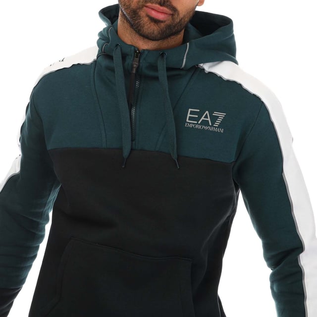 Men s Emporio Armani EA7 Tape hoody in Green blue