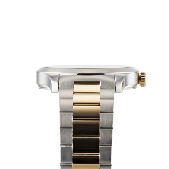 Brand: GUCCIWater Resistant: 50 MetersRecipient: UnisexMovement: QuartzCase Material: Stainless SteelDial Colour: SilverStrap Material: Stainless Steel & PVD Yellow GoldDiameter: 38mmBrand Collections: G-Timeless