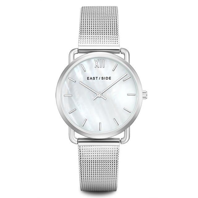 Are you a woman who is interested in the beautiful things in life? Wonderful! Then you will guarantee this stylish wristwatch with a pearl dial from Eastside. The high -quality processed watch convinces with its clear look, which makes it reliable companion in the turbulent everyday life. But even after work, you make a top figure with this watch on the wrist. In the heart of the timepiece, a quartz clock is beaten by second. Regardless of where you are traveling in the city: On the optimally structured dial with lineindicies, you can read the exact time and no longer miss an important meeting with colleagues or friends.