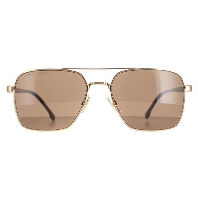 Hugo Boss Aviator Mannen Rose Gold Brown 1045/s/it zonnebrillen zijn een stijlvol vierkante vliegveldstijl met klassieke dubbele bruglook. De metalen kern van de tempels toont door het acetaat om de sterke duurzaamheid van deze coole Hugo Boss -tinten te tonen.