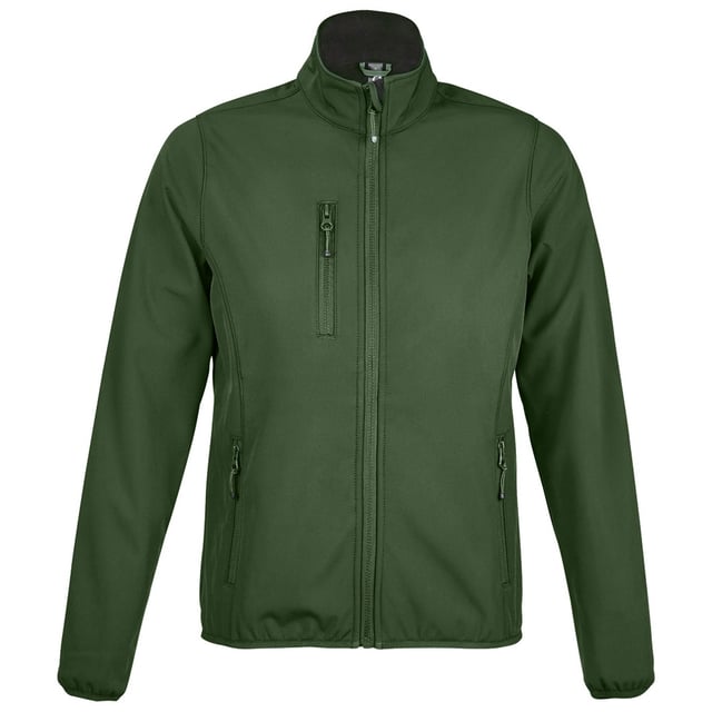 Materiaal: 94% polyester & 6% elasthaan buitenste laag. Waterdicht, winddicht en ademende tussenlaag. Polyester fleece voering. Ritssluiting over de gehele lengte met kinbeschermer en binnenritssluiting. Rechterkant borstzakje met rits. Twee zakken met rits aan de voorkant. Gebonden elastische manchetten en zoom. Uitscheurbaar label. Grootte: XS: 6/8, S: 8/10, M: 10/12, L: 12/14, XL: 14/16, XXL: 16/18, 3XL: 18/20.