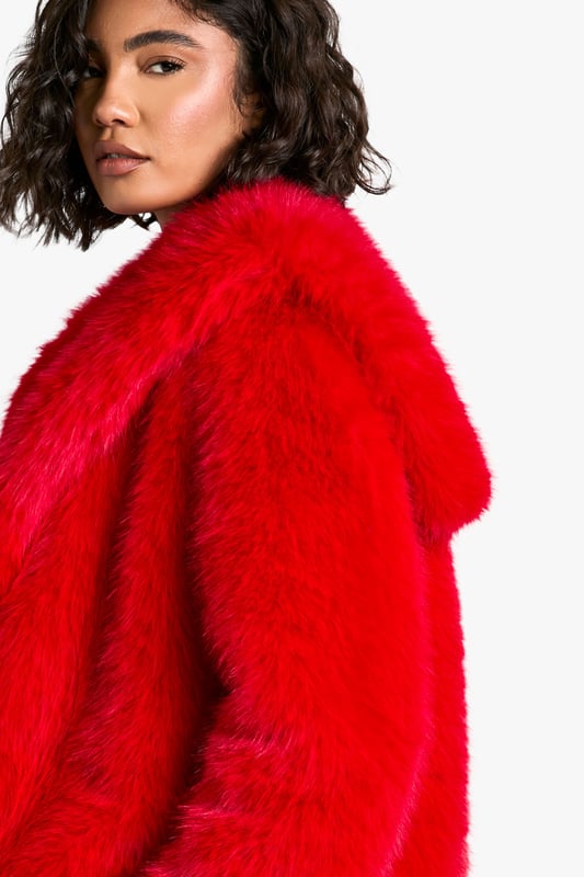 Tall Oversized Collar Faux Fur Jacket
